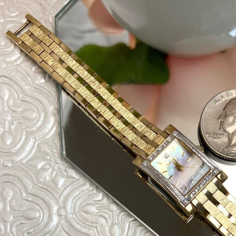 Elgin Crystal Accented Bezel and Mother of Pearl Dial Dress Watch - Picture 13 of 16